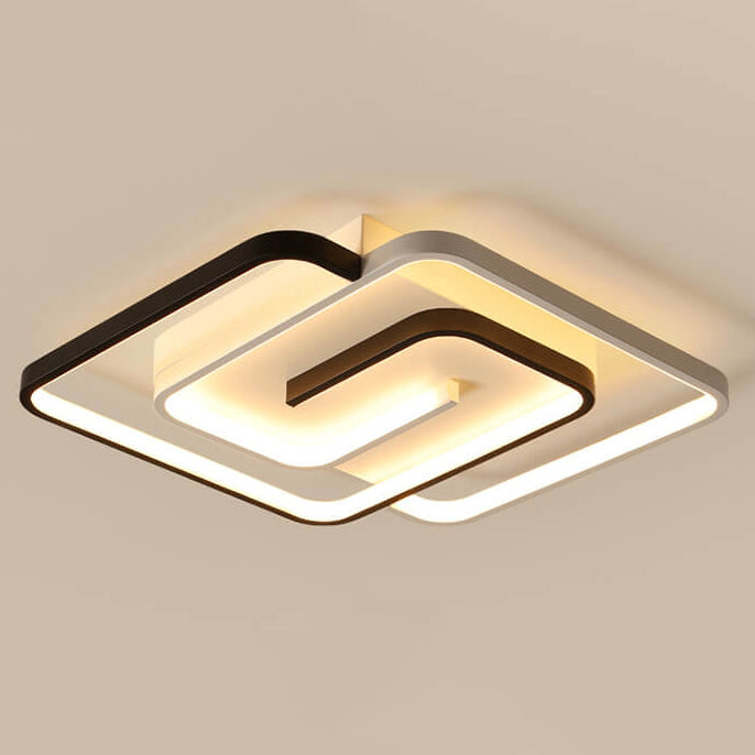 Modern Square Aluminum LED Semi-Flush Mount Ceiling Light