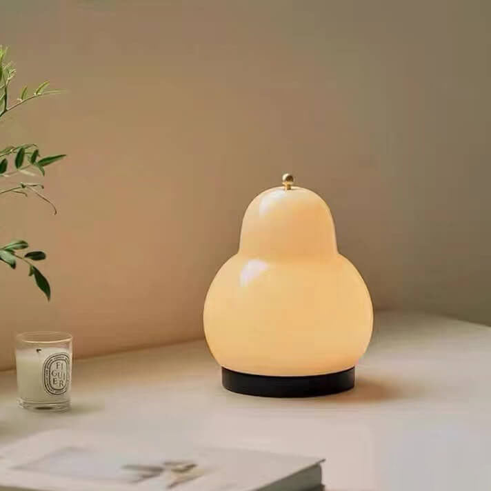 Traditional French Cream Pear Shape LED Touch Table Lamp Rechargeable for Bedroom