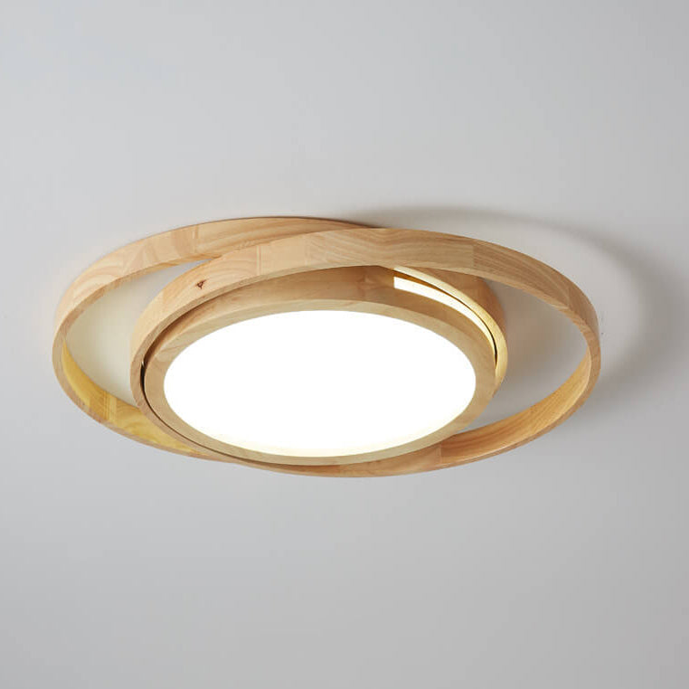 Minimalist Wood Circle LED Flush Mount Ceiling Light