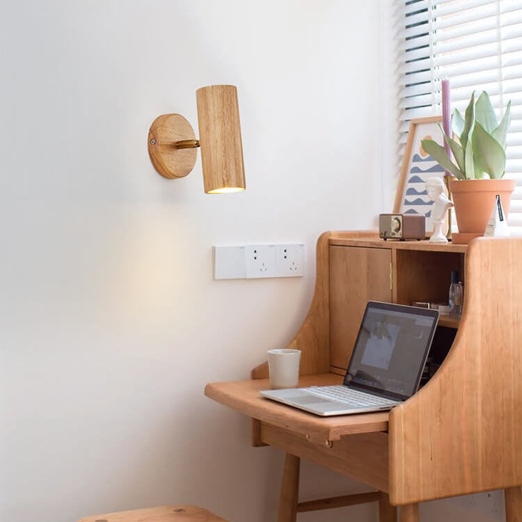 Japanese Minimalist Solid Wood Spotlight Track Ceiling Light - 1/3/4 Light Flush Mount