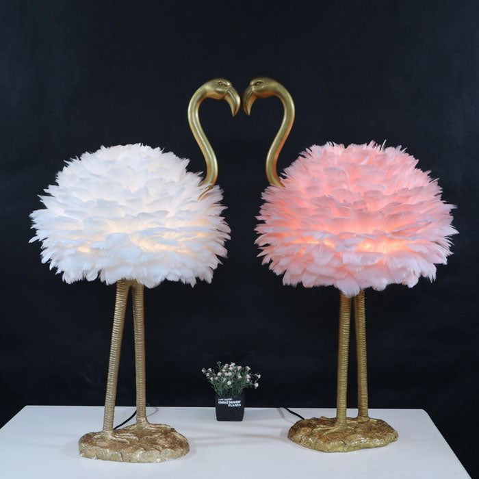 Contemporary Nordic Goose Feather Flamingo Table Lamp - 1-Light Bedside Elegance