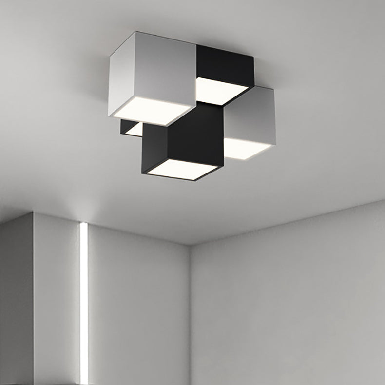 Modern Minimalist Cube LED Flush Mount Ceiling Light for Living Room