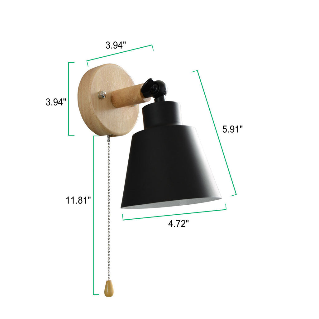 Nordic Minimalist Rotatable Wood 1-Light Wall Sconce Lamp Serene Design
