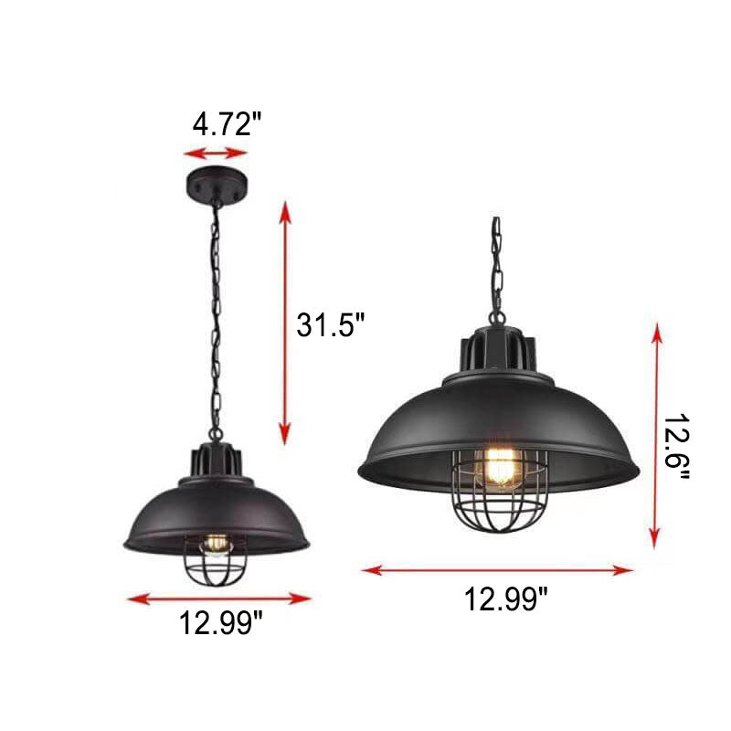 Vintage Industrial Iron Pot Lid Dome Pendant Light - 1-Light Fixture, Retro Style, Farmhouse Decor, Rustic Lighting, Kitchen Hanging Light