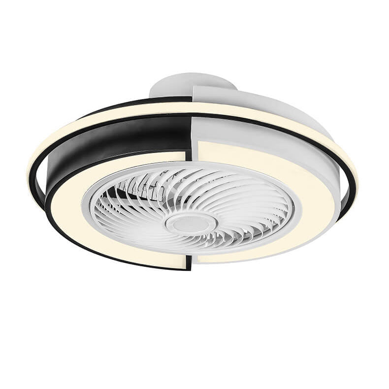 Modern Round LED Semi-Flush Mount Ceiling Fan Light