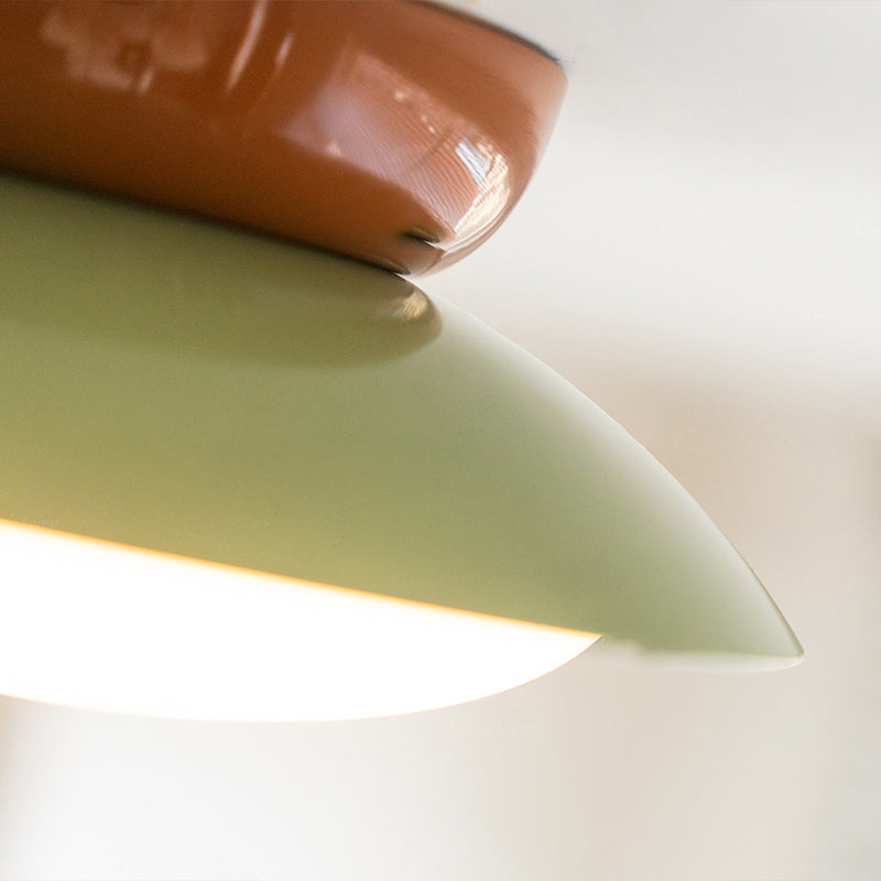 Contemporary Scandinavian LED Semi-Flush Mount Ceiling Light - Geometric Semicircle Shade for Living Room