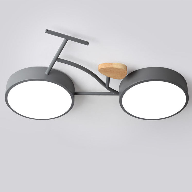 Contemporary Creative Bicycle Acrylic Wood LED Kids Flush Mount Ceiling Light for Living Room, Playroom, Bedroom, Children's Room, Decorative Lighting, Unique Design Ceiling Fixture, Eco-Friendly Home Decor, Modern Kids Room Lighting, Fun Bicycle-Themed C