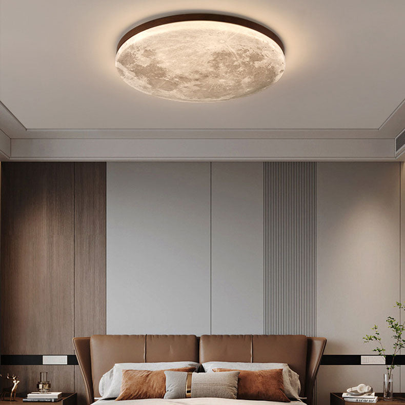 Modern Minimalist LED Flush Mount Ceiling Light - Round PVC Acrylic Moon Design for Living Room