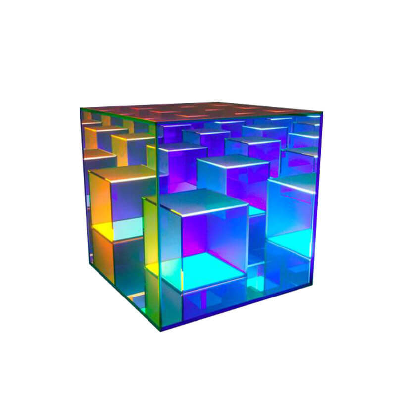 Modern Acrylic RGB Line Rubik's Cube LED Table Lamp - Color Changing Cube Night Light, USB Rechargeable Decorative Lamp, Unique Gift for Kids and Adults, RGB Mood Lighting for Home Decor, Bedroom and Office Accessories