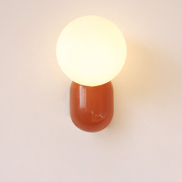 Macaron Cream Resin Glass Ball Wall Sconce Lamp - 1-Light Modern Decor