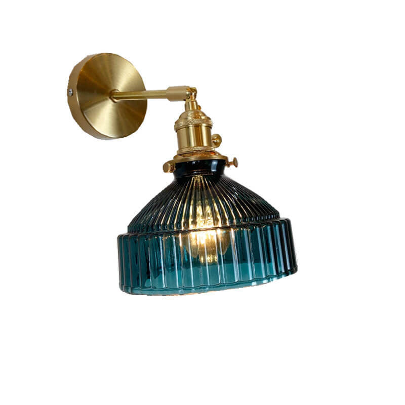 Nordic Dome Glass Shade Brass Wall Sconce 1-Light Lamp