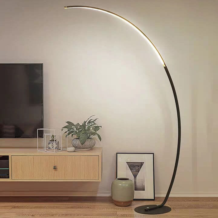 Modern Minimalist Fishing Rod LED Floor Lamp - Arc Circular PVC Aluminum Design for Living Room Lighting