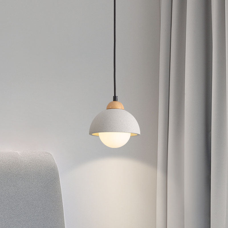 Contemporary Scandinavian Cement Dome Pendant Light for Bedroom 1-Light