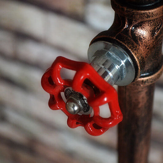 Industrial Steampunk Copper Water Pipe Floor Lamp - 2-Light Design