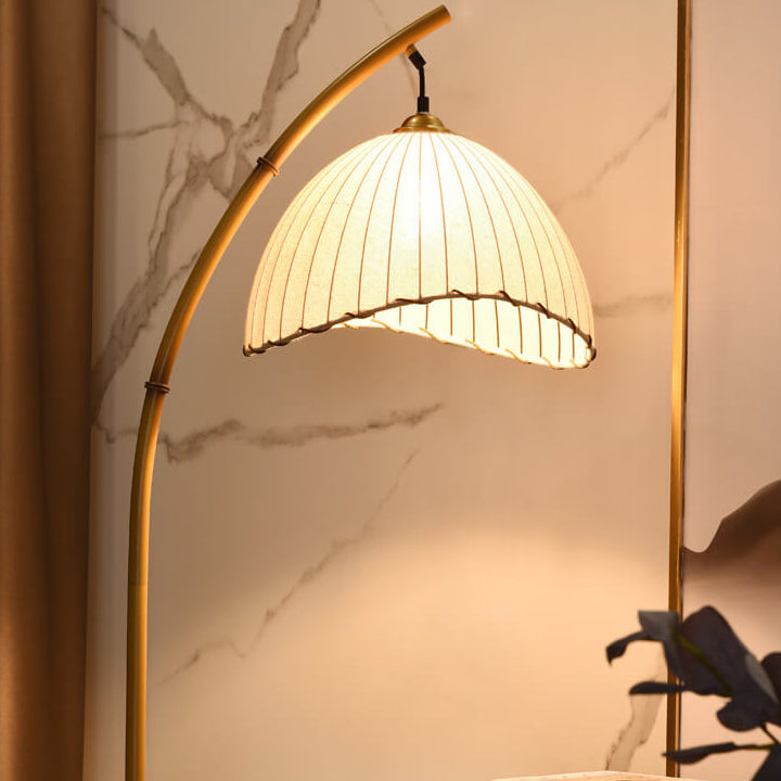 Retro Zen Bamboo Floor Lamp - 1-Light Standing Design for Tranquil Ambiance, Eco-Friendly Lighting, Modern Home Décor, Adjustable Height, Stylish Natural Aesthetic
