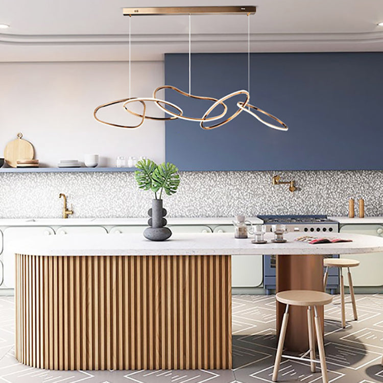 Contemporary Nordic Stainless Steel Round Toroidal LED Chandelier for Dining Room