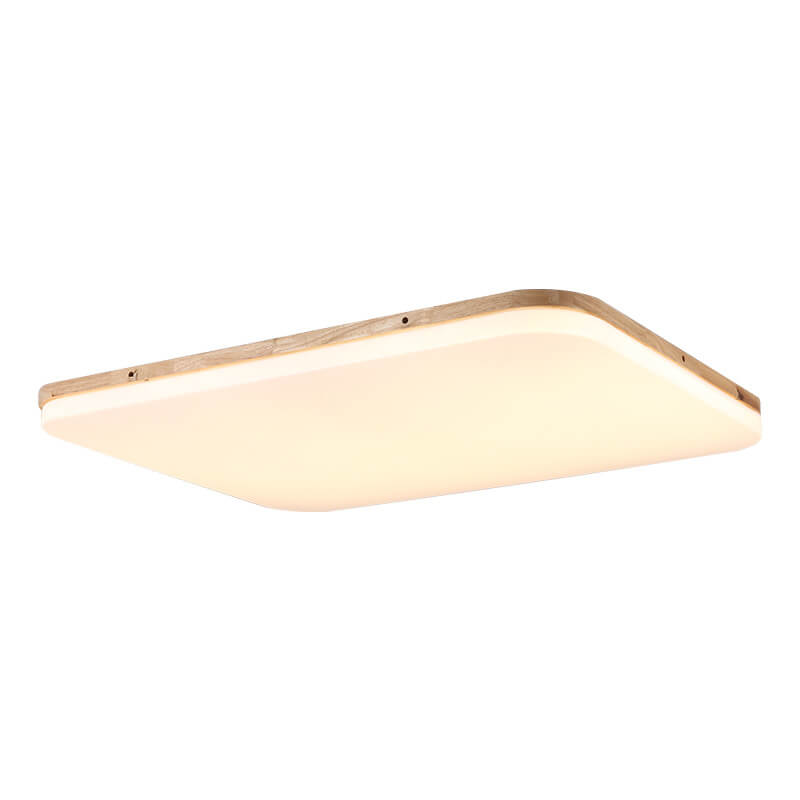 Nordic Solid Wood LED Flush Mount Ceiling Light - Rectangular PVC Design