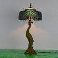 Tiffany Peacock Gem Glass Resin Table Lamp - 1-Light for Living Room & Bedroom