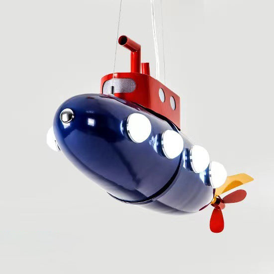 Contemporary Cartoon Submarine LED Chandelier for Kids Bedroom, Unique Iron Lighting Fixture, Nautical Themed Ceiling Light, Playful Home Decor, Kids Room Illumination, Modern Childrens Lighting Design, Creative Underwater Nautical Pendant Light