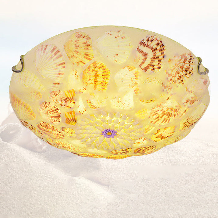 Mediterranean Shell Art LED Flush Mount Ceiling Light
