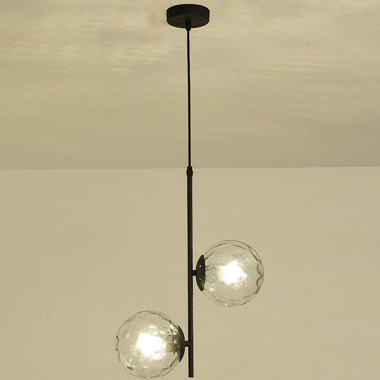 Modern Minimalist Iron Glass Round Ball Branch Chandelier 2-Light Living Room