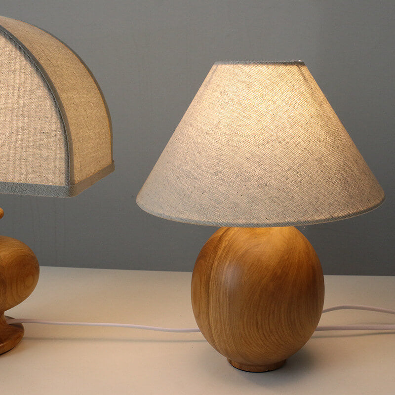 Japanese Wabi-Sabi Vintage Solid Wood 1-Light Table Lamp
