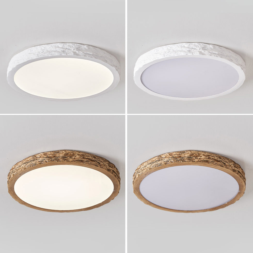 Modern Minimalist Round Stone Grain Resin Iron LED Ceiling Light for Bedroom