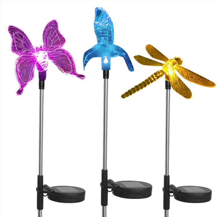 Solar Hummingbird Butterfly Dragonfly Outdoor LED Path Light - Garden Courtyard Decorative Ground Insert Lighting