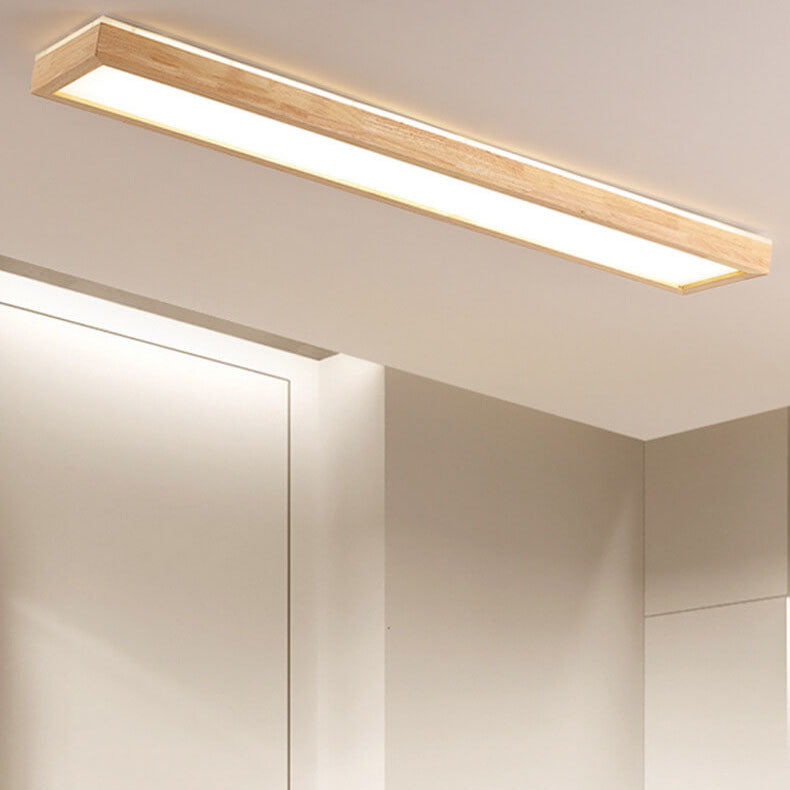 Japanese Minimalist Walnut LED Flush Mount Ceiling Light