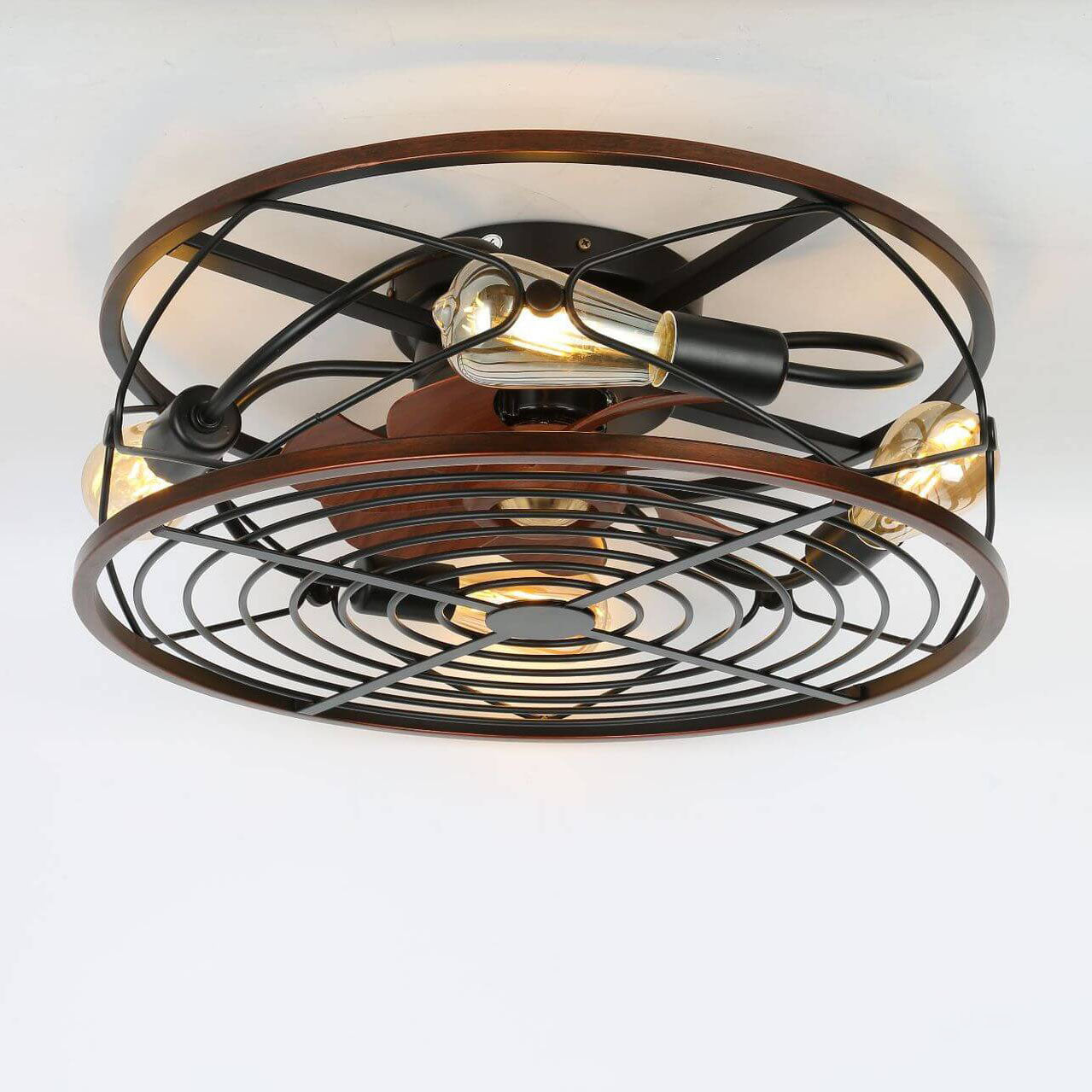 Nordic Wrought Iron 4-Light Flush Mount Ceiling Fan Light