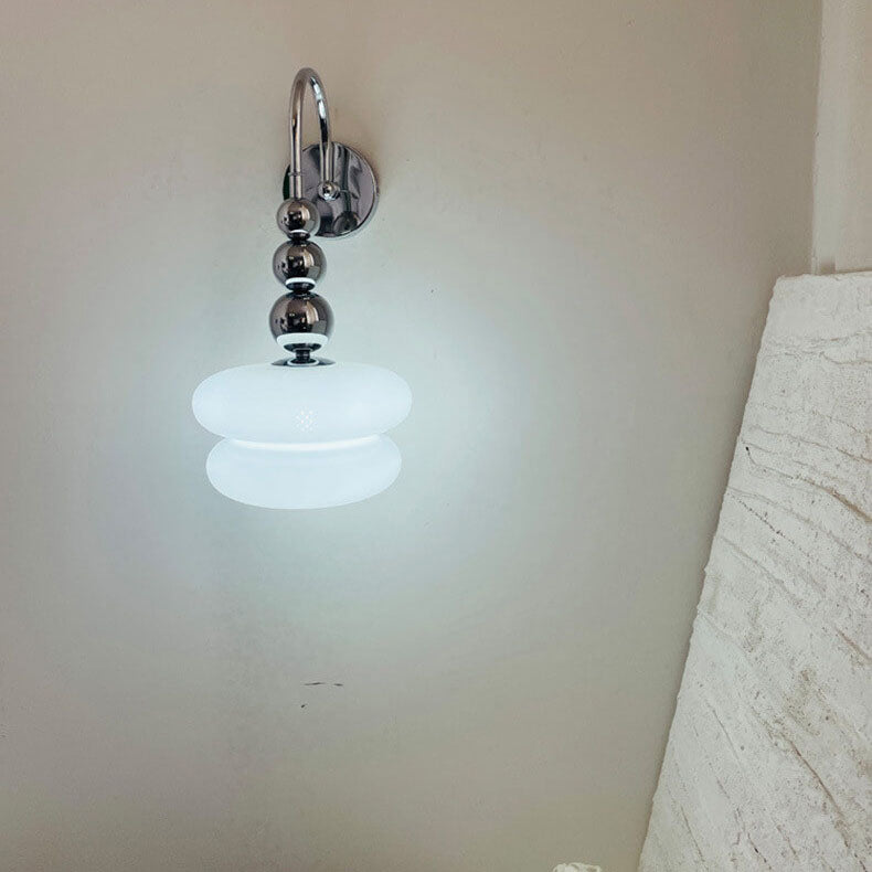 Macaron Cream Gourd Glass Shade Wall Sconce - 1-Light Elegant Design Lamp for Modern Decor, Stylish Lighting Fixture, Artisanal Home Accent