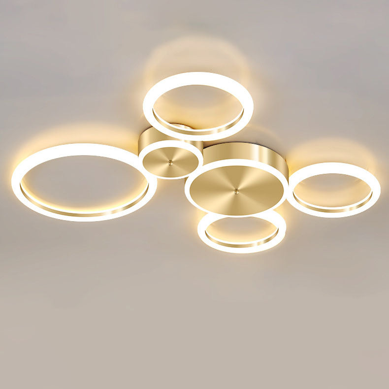 Modern Luxury Golden Circle Acrylic LED Flush Mount Ceiling Light for Living Room