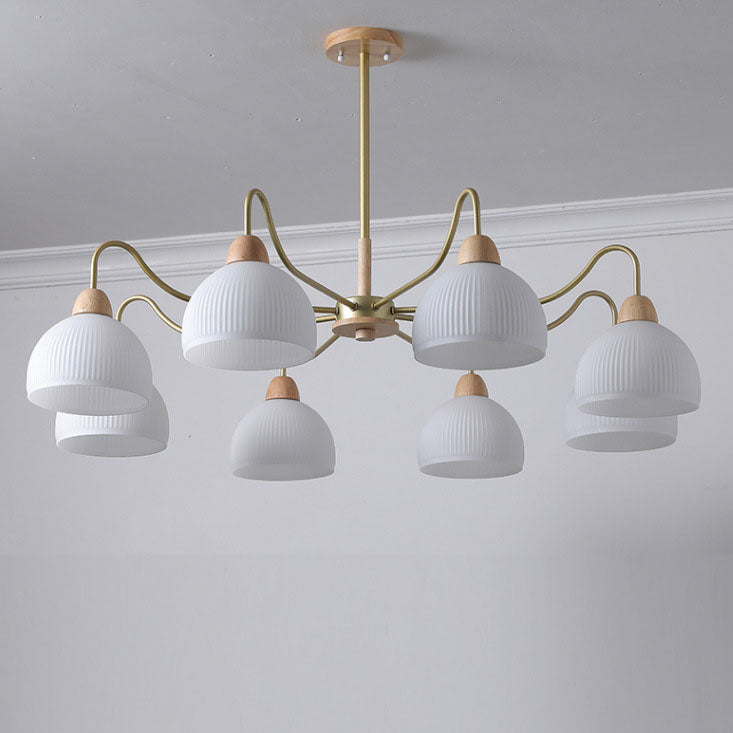 Contemporary Scandinavian Rubberwood Iron Round Chandelier - 3/6/8 Lights for Living Room