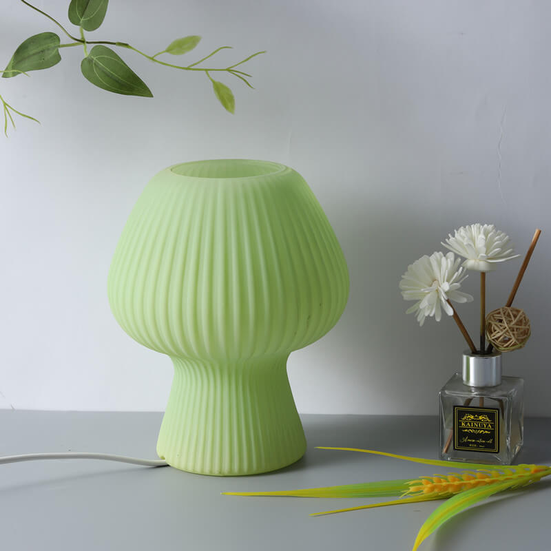 Modern Minimalist Mushroom 1-Light Glass Table Lamp for Bedside, Stylish Nightstand Lighting, Contemporary Home Decor, Elegant Glass Shade, LED Compatible, Small Space Accent Light, Chic Bedroom Lamp