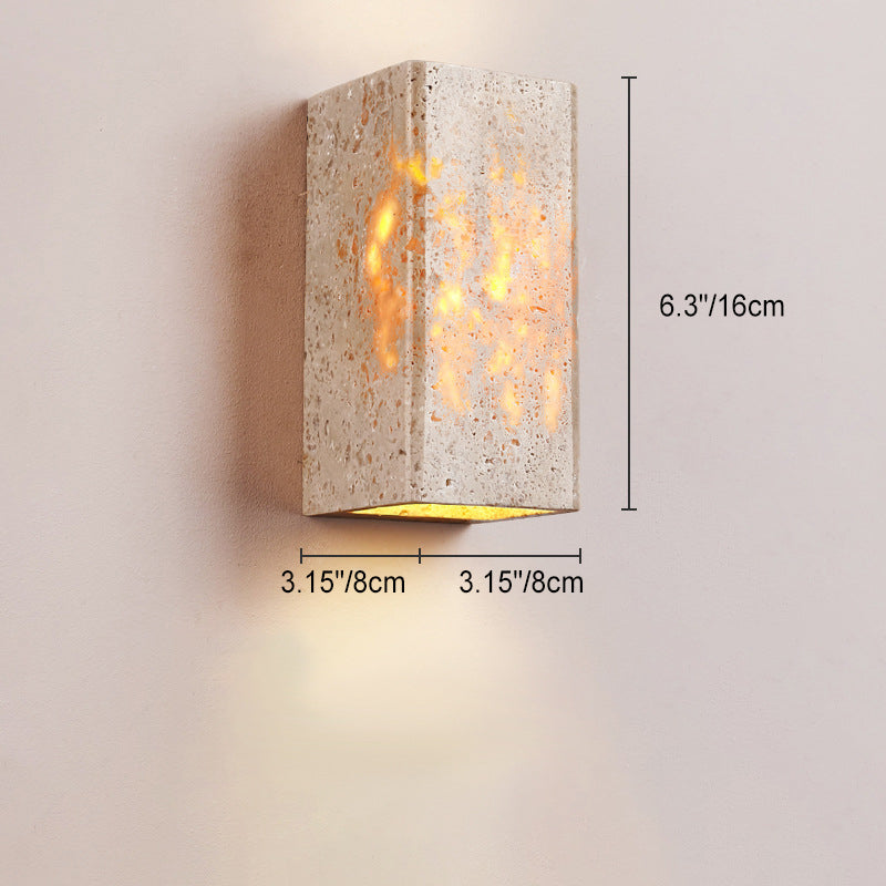 Traditional Japanese Waterproof Yellow Travertine LED Wall Sconce for Hallway