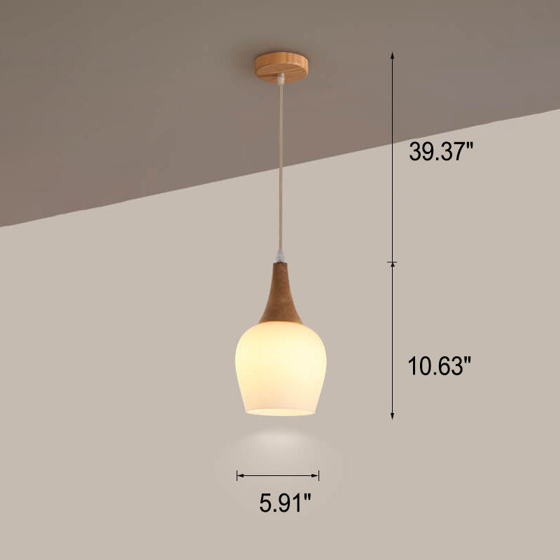 Nordic Solid Wood Glass White Bottle Chandelier 1/3 Light Design