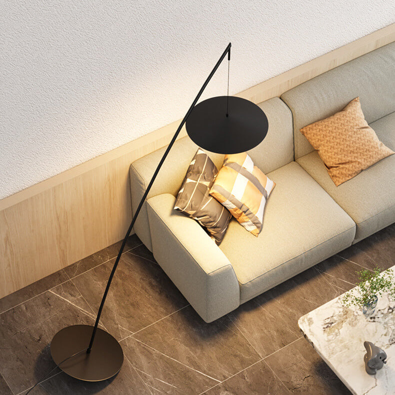 Contemporary Nordic Iron Black Tilt Fishing Rod Floor Lamp for Living Room & Bedroom