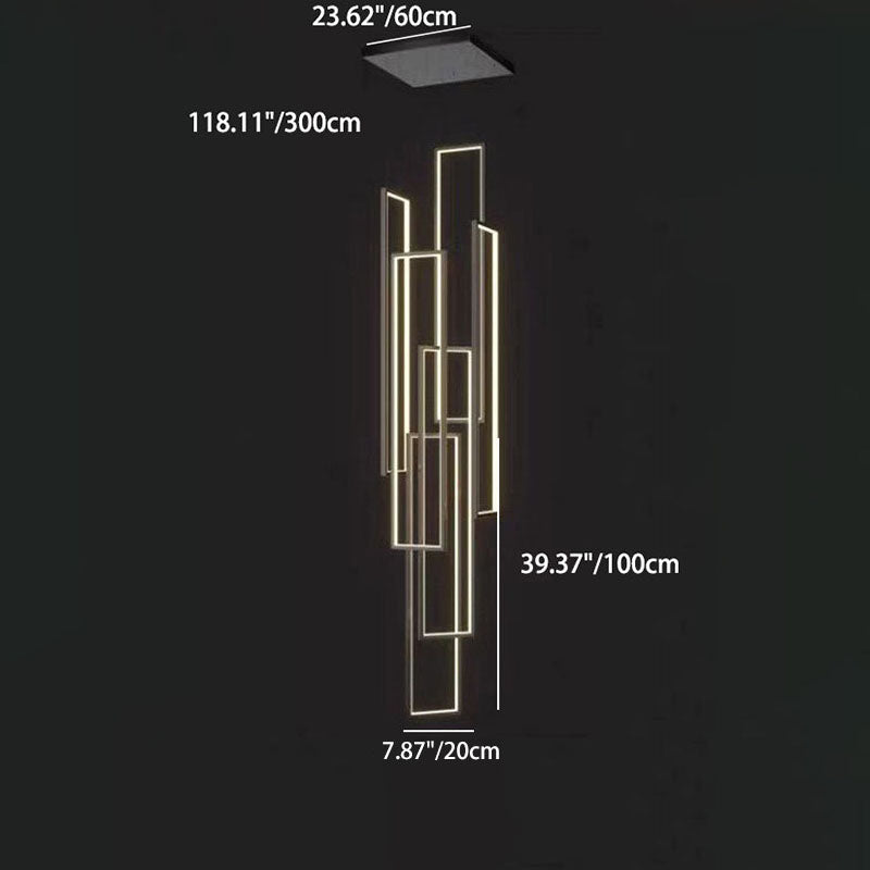 Modern Minimalist LED Chandelier - Iron, Aluminum & Silica Ceiling Plate for Stairway