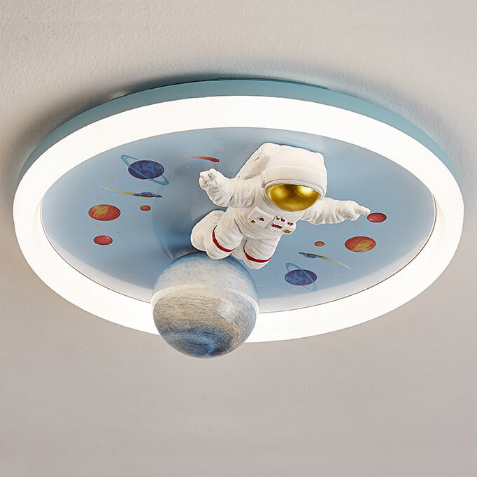 Cartoon Astronaut LED Flush Mount Ceiling Light - Creative Space Decor