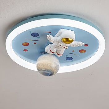 Cartoon Creative Space Astronaut Resin LED Flush Mount Ceiling Light, Kids Room Decor, Outer Space Lighting, Fun Astronaut Design, Nursery Ceiling Fixture, LED Light Fixture for Children's Room, Playroom Ceiling Light, Unique Kids Lighting, Cosmic Style C