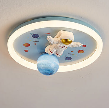 Cartoon Astronaut LED Flush Mount Ceiling Light - Creative Space Decor
