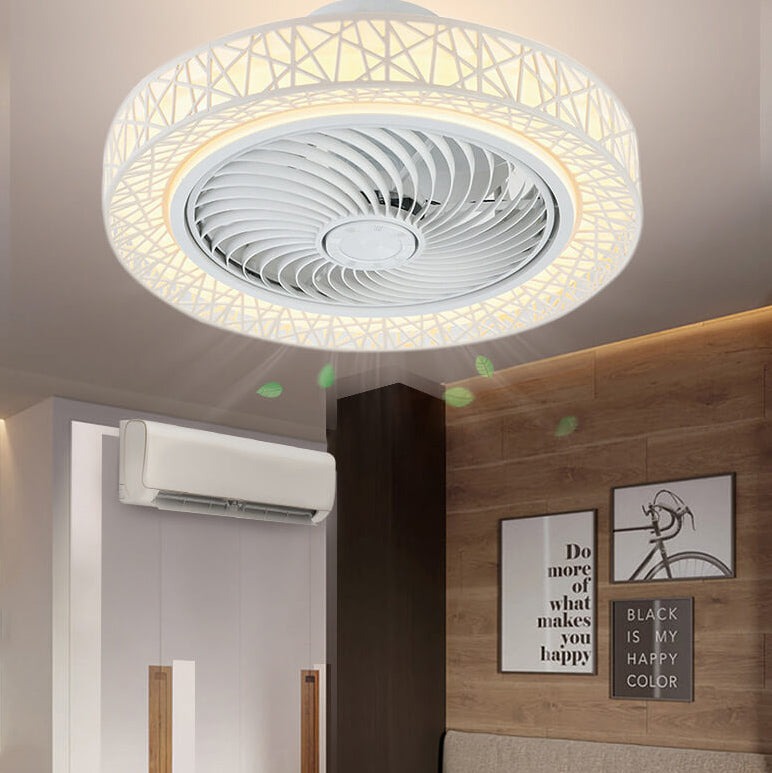 Modern Luxury Round Lace Ceiling Fan Light - LED Flush Mount Fixture