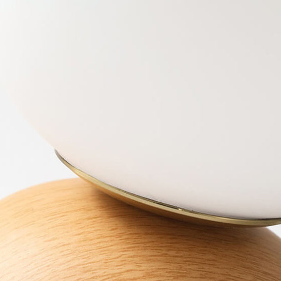 Japanese Minimalist Wood Grain Round Flush Mount Ceiling Light - 1-Light Glass Fixture