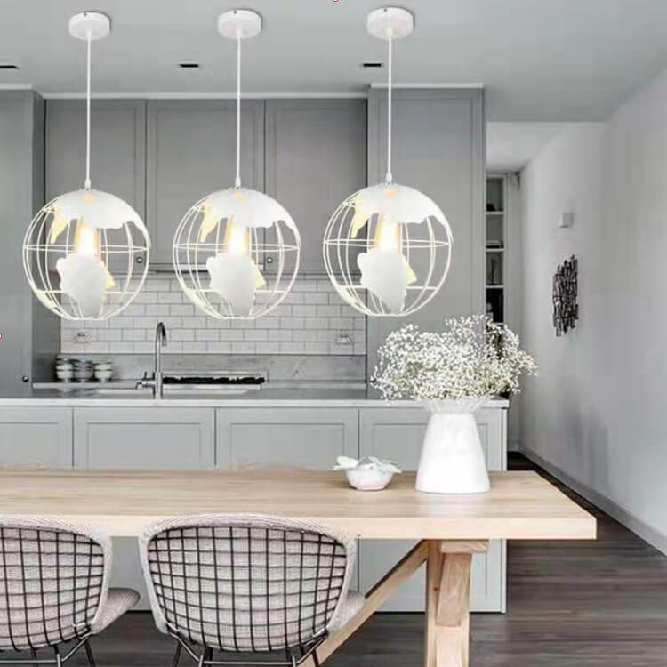 Contemporary Round Earth Iron 1-Light Pendant Light for Living Room
