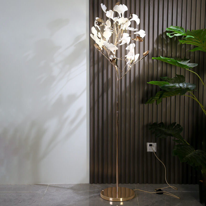 Nordic Ginkgo Leaf Floor Lamp - 5-Light Acrylic Iron Design