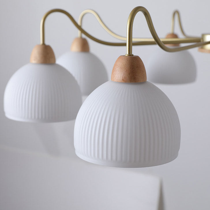Contemporary Scandinavian Rubberwood Iron Round Chandelier - 3/6/8 Lights for Living Room
