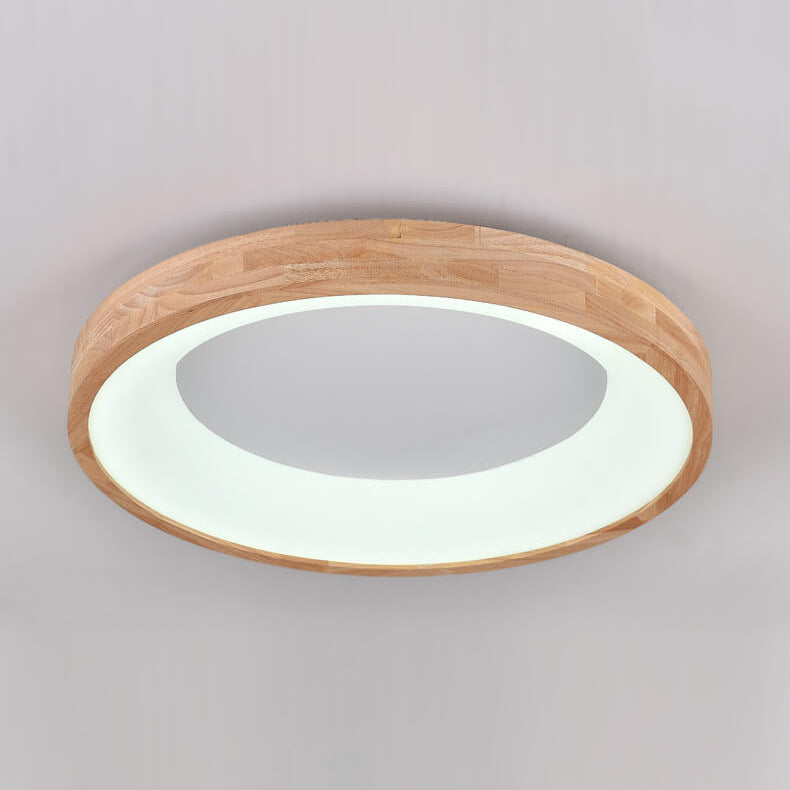 Nordic Minimalist Round LED Flush Mount Ceiling Light - Log Wood Design, Modern Illumination, Natural Aesthetic, Home Lighting Solution
