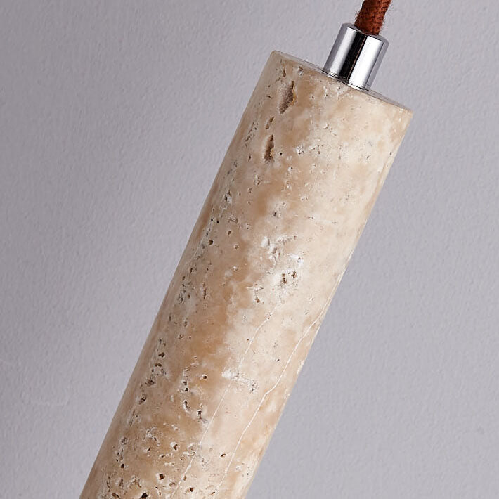 Japanese Wabi Sabi Yellow Travertine Pendant Light | 1-Light Cylinder Design