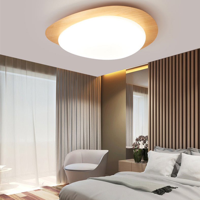 Contemporary Scandinavian Pebble Shape LED Flush Mount Light for Bedroom