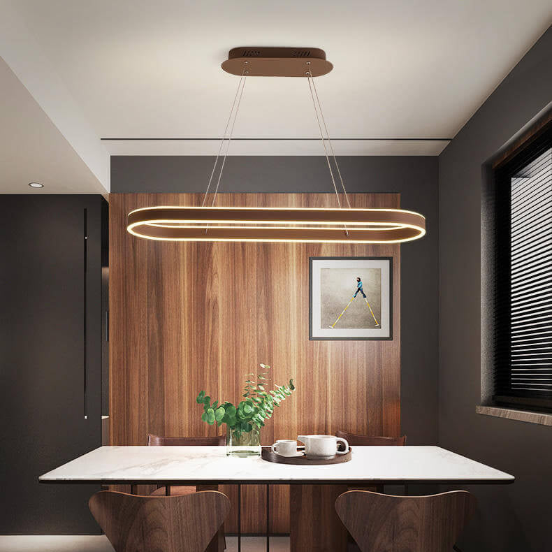 Modern Minimalist Oval Aluminum LED Chandelier - Light Luxury Lighting Fixture